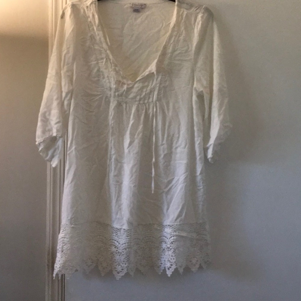 White Lace Trim Venus beach cover up medium